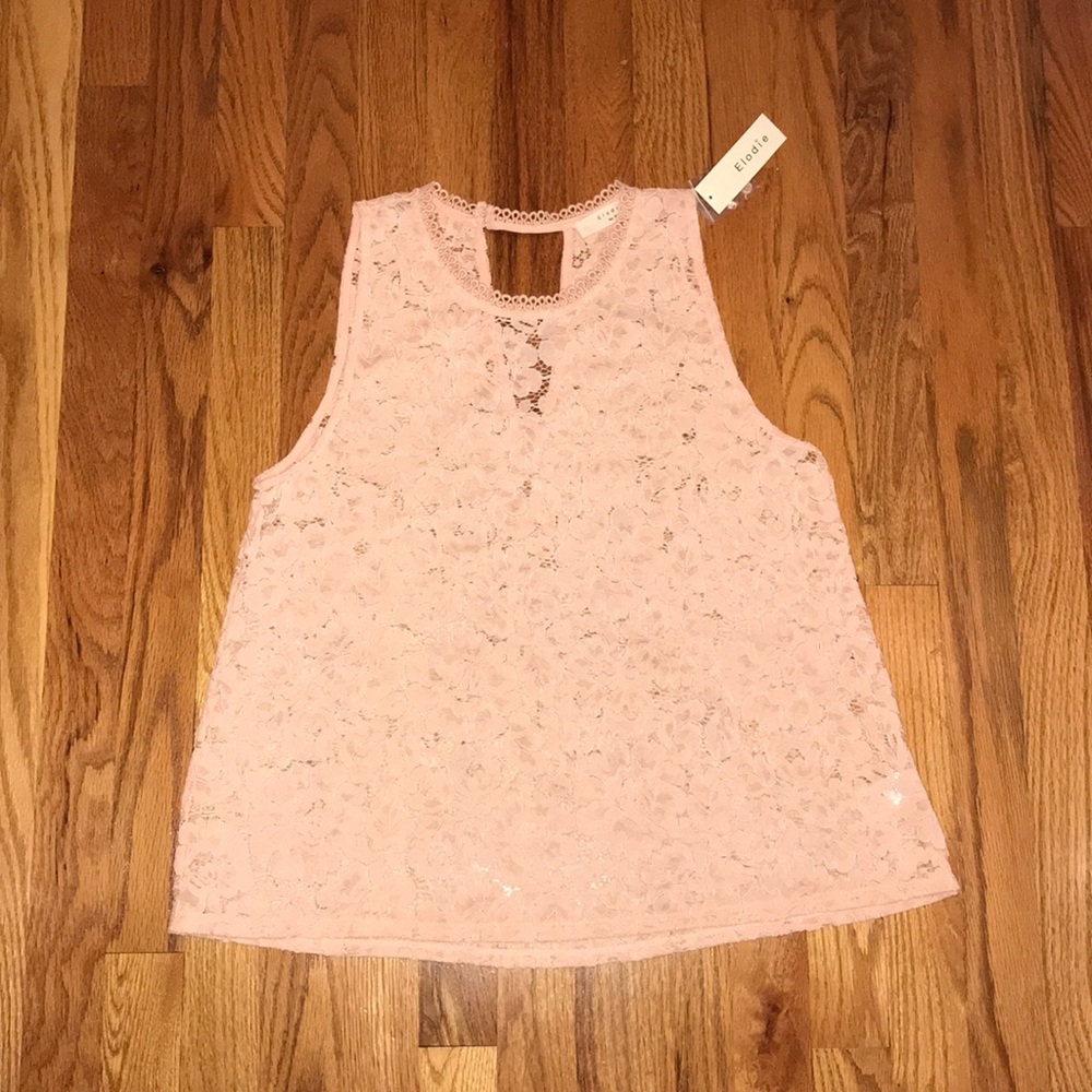 Brand New Sheer Lace Pink Sleeveless Top